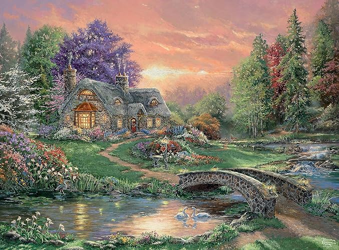Ceaco - Silver Select - Thomas Kinkade - Sweetheart Retreat - 1000 Piece Jigsaw Puzzle for Adults Challenging Puzzle Perfect for Game Nights