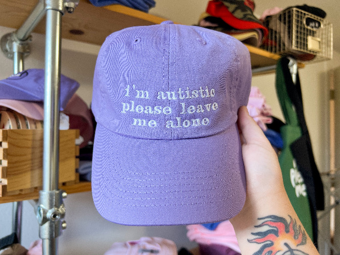 i’m autistic please leave me alone cap (PREORDER) | lavender