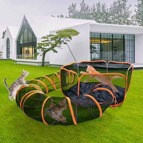 Homegroove Outdoor Cat Enclosures for Indoor Cats, Portable Cat Playhouse (Outdoor Cat Tent and Circle Cat Tunnel) for Cats and Small Animals, Indoor Playpen with Carry Bag