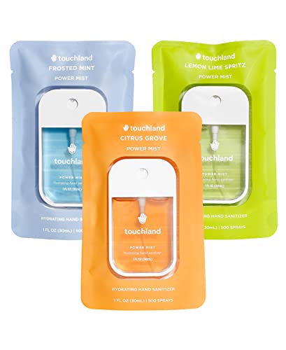 Touchland Power Mist Hydrating Hand Sanitizer Spray, FRESH 3-PACK (Mint, Citrus, Lemon Lime), 500-Sprays each, 1FL OZ Travel Size (Set of 3) - Fresh 3-pack - 1 Fl Oz (Pack of 3)
