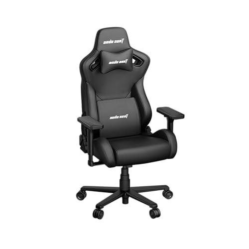 Anda Seat Kaiser Frontier Black Leather Gaming Chair - XL Premium Ergonomic Gamer Chair for Adults, Plus Size Video Game Chairs, Memory Foam Neck Pillow & Lumbar Back Support - Office Computer Chair - Black
