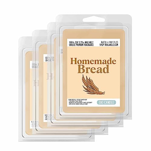 Homemade Bread Scented Wax Melts - Smells Like Freshly Baked Loaf - 100% Naturally Vegan Soy and Premium Fragrance | Great Gift | Wax Tarts | Handmade in Denver, Colorado (4 Pack Wax Melts) - 4 Pack Wax Melts