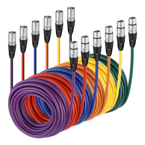 NEEWER 6 Pack 7.6m Mic Cable Cords - Rainbow
