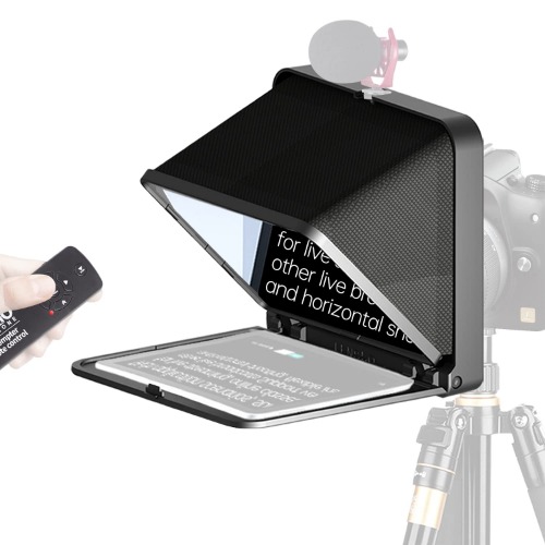 LENSGO 8” Teleprompter for iPad Tablet Smartphone DSLR Camera w/Remote Control, APP Compatible with iOS & Android System for Online Teaching Vlogger Live Streaming Interview, Fold in One Sec (Black)