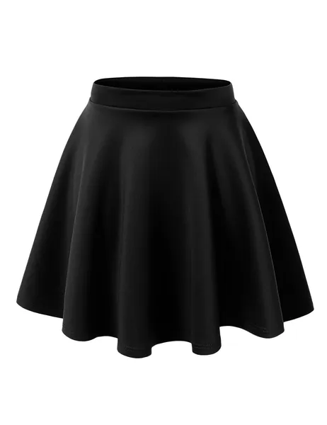 Made By Johnny Women's Basic Versatile Stretchy Flared Casual Mini Skater Skirt XS-3XL Plus Size - Small Wb211_black