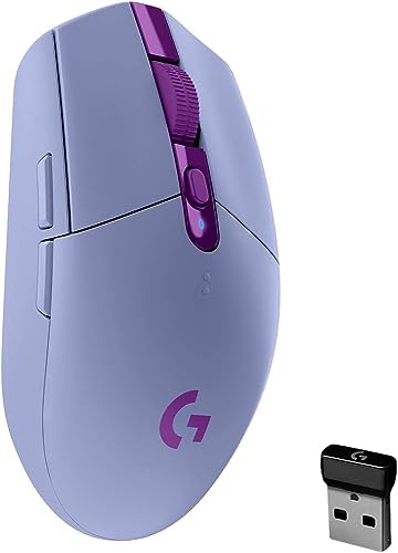 Logitech G305 LIGHTSPEED Wireless Gaming Mouse, Hero 12K Sensor, 12,000 DPI, Lightweight, 6 Programmable Buttons, 250h Battery Life, On-Board Memory, PC/Mac Lilac - Lilac - Mouse