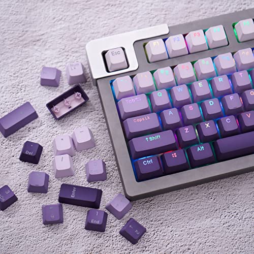 Gradient Purple Keycaps 123 Keys PBT Double Shot Backlit Keycaps OEM Profile Fit for 60% 65% 95% Mechanical Keyboard Cherry Mx Switches - 123 Gradient Purple Front