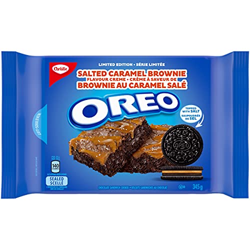 Oreo Salted Caramel Brownie Sandwich Cookies, New Limited Edition Cookies, 345 g (Pack of 1)