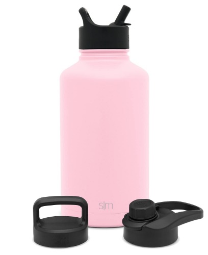 Simple Modern Water Bottle with Straw, Handle, and Chug Lid Vacuum Insulated Stainless Steel Metal Thermos Bottles, Half Gallon Leak Proof BPA-Free Flask for Sports, Summit Collection, 64oz, Blush - 64oz (3 Lids) -Blush