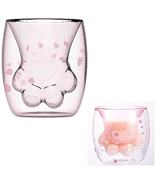 Sakura Kitty Double Wall Glass Cup