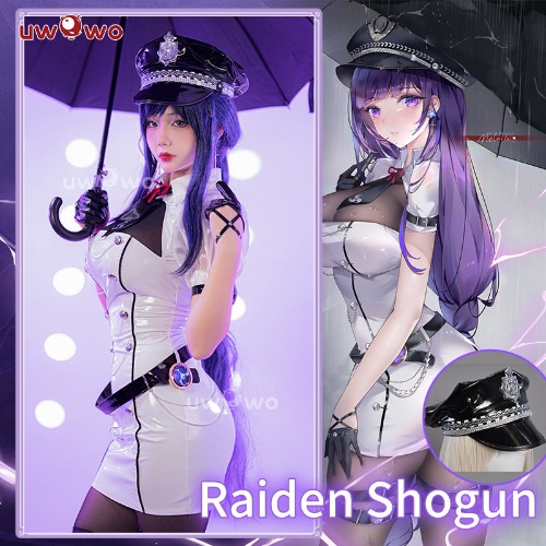 【In Stock】Uwowo Genshin Impact Fanart: Raiden Shogun Ei Officer Uniform Baal Police Cosplay Costumes - M