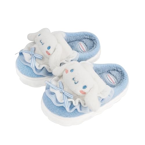Kincongi Cute Fuzzy Slippers for Women, Protective Warm Kawaii Slippers For Women And Girls That Can Be Used In All Seasons for Indoor And Outdoor Use - 4.5-5.5 - Blue