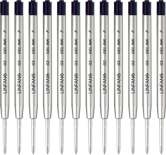 Black Gel Ink Pen Refills Ballpoint Black, 12 Pack Gel Pens Refills Fine Point 0.5mm Tip Smooth Writing Pen Refill (12 Black) - Black 12