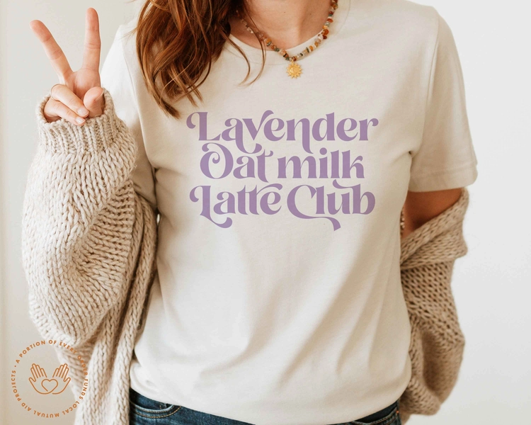 Lavender Oat Milk Latte Club, Subtle Lesbian, Lesbian Shirt, Bisexual Shirt, Subtle Pride, Subtle bi pride, Subtle bisexual pride, WLW