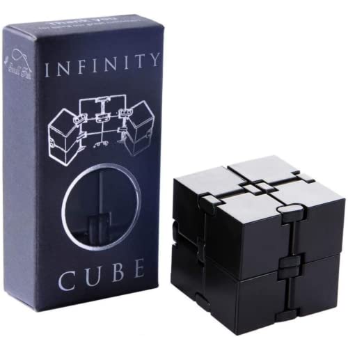 Infinity Cube Sensory Fidget Toy, EDC Fidgeting Game for Kids and Adults, Cool Mini Gadget Best for Stress and Anxiety Relief and Kill Time, Unique Idea That is Light on The Fingers and Hands - Black