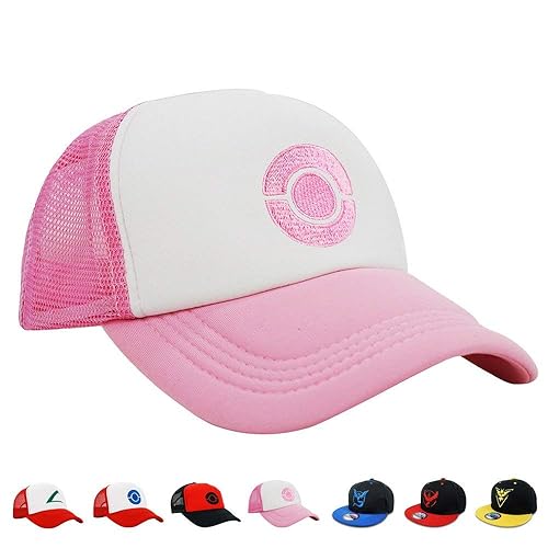 PopCrew Embroidered Team Trainer Hat for Anime Cosplay Costume, Trucker, Snapback Cap - Pink - One Size