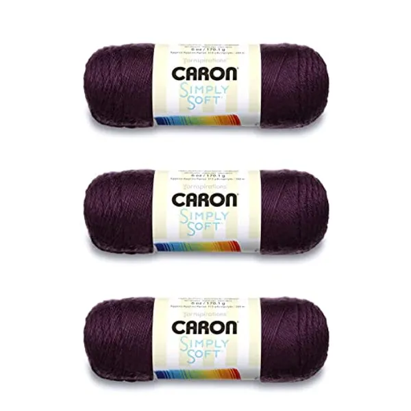 Caron Simply Soft Plum Perfect Yarn - 3 Pack of 170g/6oz - Acrylic - 4 Medium (Worsted) - 315 Yards - Knitting/Crochet
