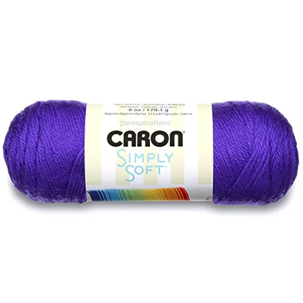 Caron Simply Soft Solids Yarn (4) Medium Gauge 100% Acrylic - 6 oz - Iris - Machine Wash & Dry
