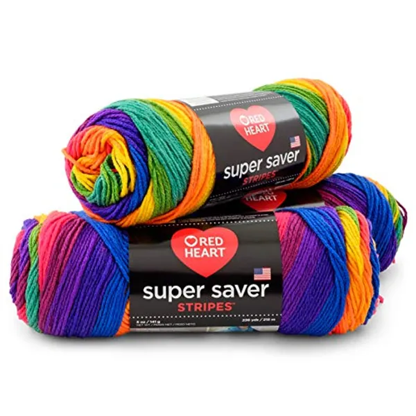 RED HEART Super Saver 3-Pack yarn, FAVORITE STRIPE 3 Pack