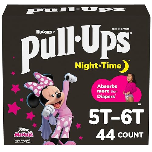 Pull-Ups Girls' Night-Time Potty Training Pants, Size 5T-6T Overnight Training Underwear (46-60 lbs), 44 Ct - 5T-6T