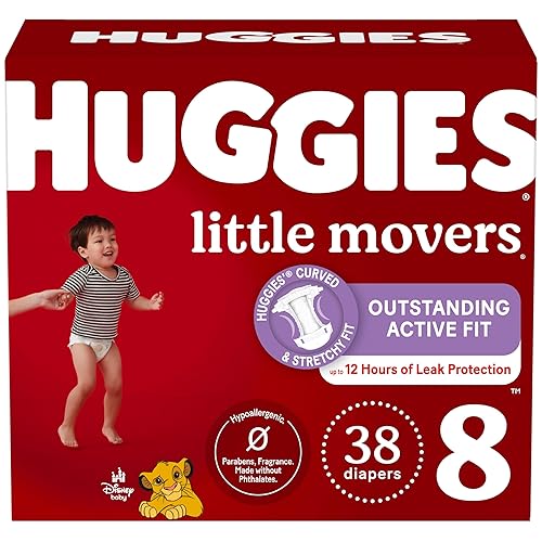 Huggies Size 8 Diapers, Little Movers Baby Diapers, Size 8 (46+ lbs), 38 Count - Size 8 - New