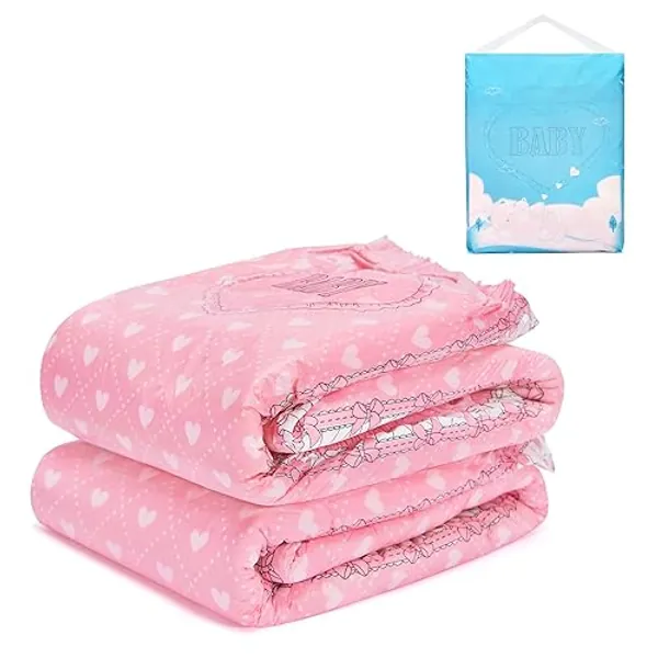 Littleforbig Printed Diaper 2 Pieces - Blushing Baby (Medium 28"-38") - Pink - Medium