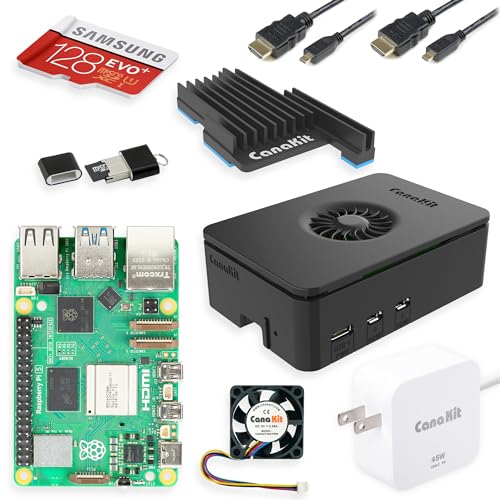 CanaKit Raspberry Pi 5 Starter Kit PRO - Turbine Black (128GB Edition) (8GB RAM) - 8GB RAM