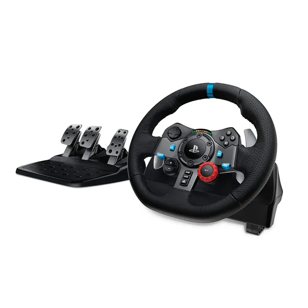 Logitech G29 Driving Force-Racestuur en Vloerpedalen, Force Feedback, Roestvrijstalen Versnellingsregelaars, Lederen Stuur voor PS5, PS4, PC, Mac - Zwart