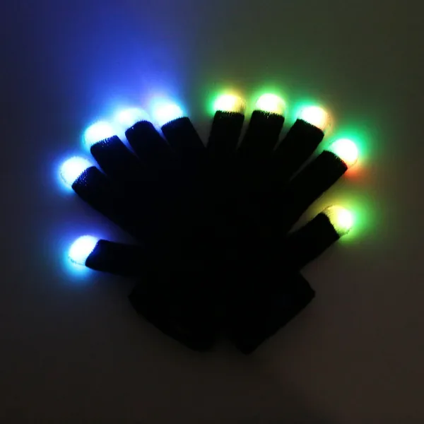 7 colors light show LED Gloves Rave Light Finger Lighting Flashing Glow Mittens(fingertip) - Fingertip