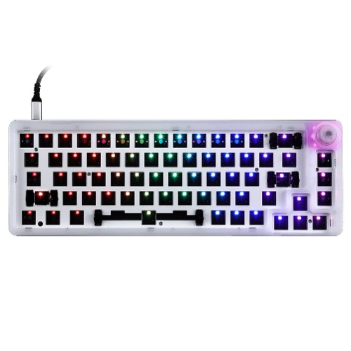 CTBTBESE GK68 RGB Hot-Swappable Programmable Junction Box Can Be Replaced with Switch DIY Mechanical Keyboard Kit, Support AKKO, Cherry MX, Gateron, Kailh Mechanical Axis (White Translucent)