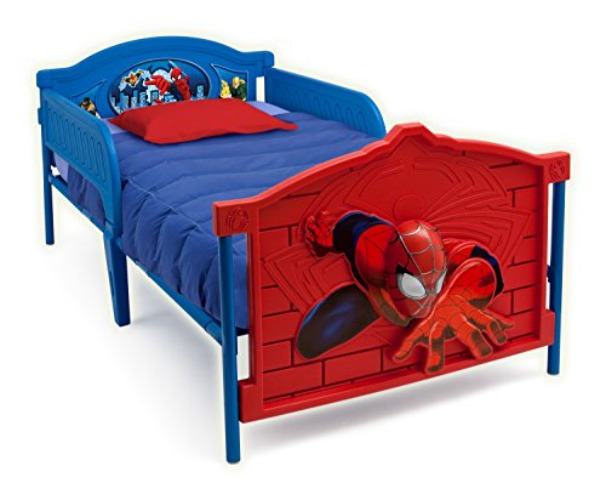Marvel Spider-Man Plastic 3D-Footboard Twin Bed by Delta Children - Twin - Blue/Red