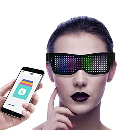 Eamplest LED Brille Bluetooth APP Steuerung, 4 Modi 11 Animationen, DIY Neon Draht Brille mit App für iPhone iOS Android und Google Play,für Raves Festival Clubs Motto Partys - Bluetooth-version