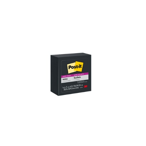 Post-it Super Sticky Notes, 3 in x 3 in, 5 Pads, 2X The Sticking Power, Black (654-5SSSC)