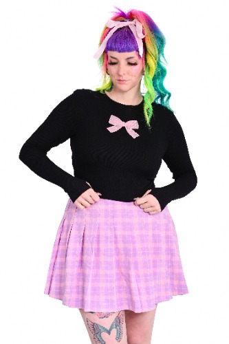 Ribbon Cut Out Long Sleeve - Black/Pink | 4X