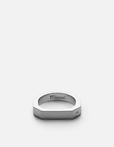 Hex Ring, Sterling Silver | Matte Silver / 9