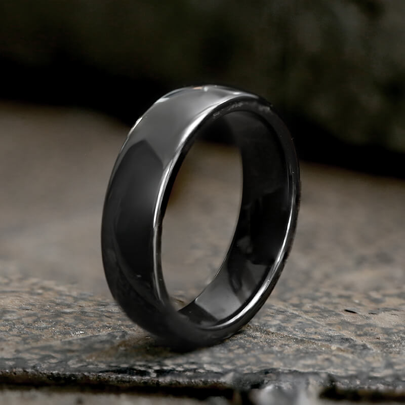 Simple Couple Wedding Ceramic Ring - Black / 8