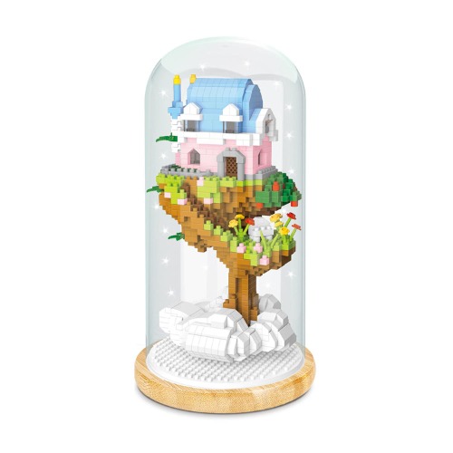 Universal Building Block Astronaut Model Building Toys Gift Miniature Blocks Mini Block Set DIY Block Toys Cloud Top House (with Lights) - Cabin in the Clouds