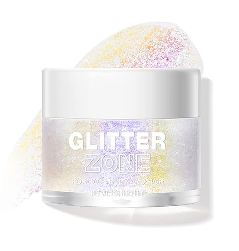 LANGMANNI Holographic Body Glitter Gel for Body, Face, Hair and Lip.Color Changing Glitter Gel Under Light. Vegan & Cruelty Free-1.35 oz (3# Neon Violet) - 3# Neon Violet