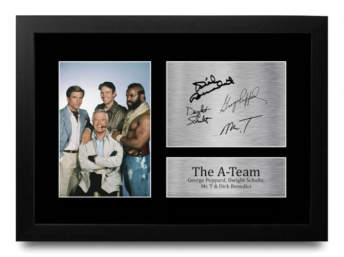 HWC Trading FR A4 George Peppard Dwight Schultz Mr T Dirk Benedict A-Team Gifts Printed Signed Autograph Picture for TV Show Fans - A4 Framed - (Framed) A-Team TV Show