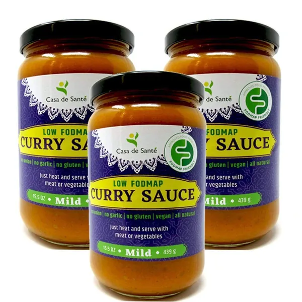 Low FODMAP Certified Curry Sauce - No Onion No Garlic, Gluten & Lactose-free, Low Sodium & Low Fat, Whole30, Paleo, Keto, Gut Friendly, Mild (3 Pk) by casa de sante