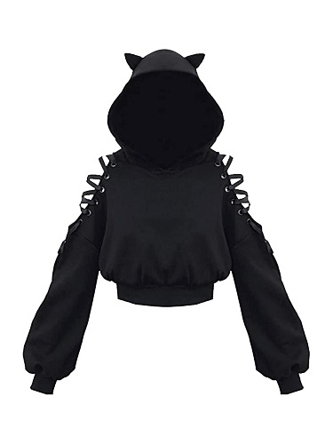 Cat Ear Crop Top Hoodie