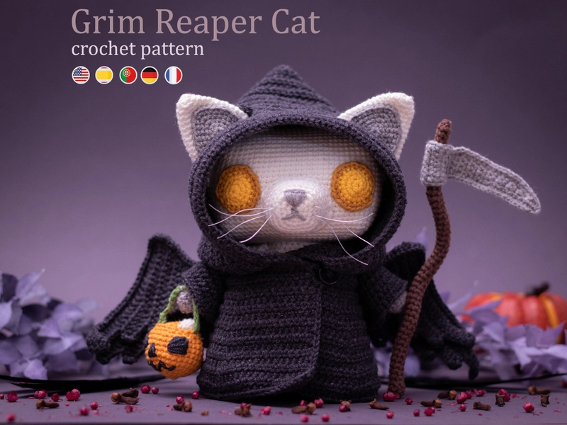 Crochet Pattern: Grim Reaper Cat