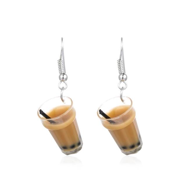 Boba Tea Earrings - Light Milk Tea