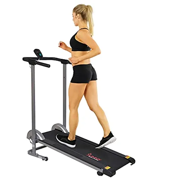 Sunny Health & Fitness SF-T1407M Foldable Compact Manual Treadmill with LCD Monitor