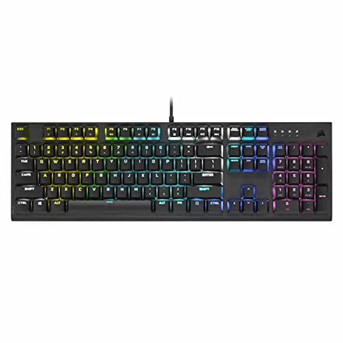 CORSAIR K60 RGB PRO LOW PROFILE Mechanical Wired Gaming Keyboard – CHERRY MX Low Profile SPEED Linear Switches – Durable Aluminium Frame – iCUE Compatible – QWERTY UK – PC, Mac, Xbox – Black - Cherry MX Low Profile Speed - RGB