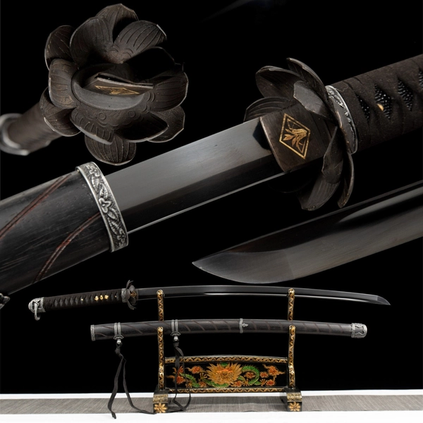 Black Blade Undead Cut Katana,Sekiro: Shadows Die Twice,Handmade Japanese Samurai Sword,Real Katana sword,High manganese steel,Full Tang