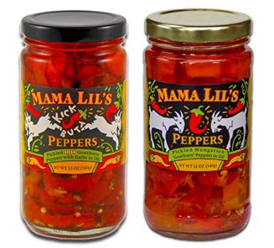 Mama Lil's Kickbutt and Mild Goathorn Peppers, 12 Ounce (2 Jars)