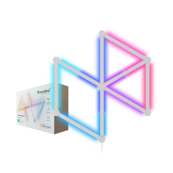 Nanoleaf Lines WiFi Smart RGBW 16M+ Color LED Dimmable Gaming and Home Decor Wall Lights Starter Kit (9 LED Light Lines) - 