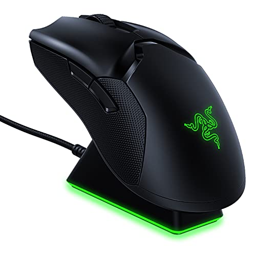 Razer Viper Ultimate Hyperspeed Lightest Wireless Gaming Mouse & RGB Charging Dock: Fastest Switch - 20K DPI Optical Sensor - Chroma Lighting - 8 Programmable Buttons - 70 Hr Battery - Classic Black - Mouse + Dock