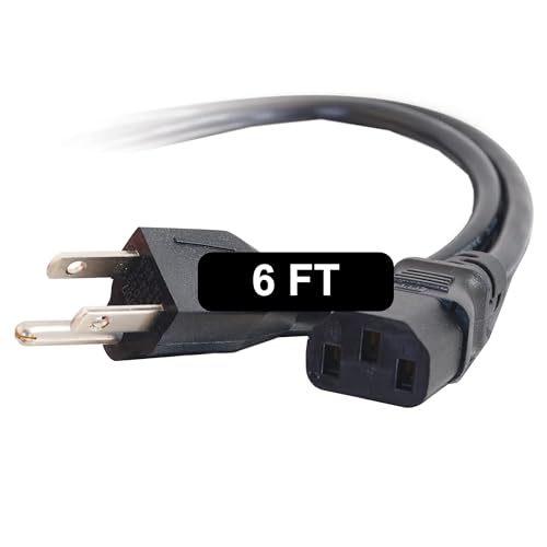C2G 6FT Premium Replacement AC Power Cord - Durable Power Cable for TV, Computer, Monitor, Appliance & More (24240), Pack of 1 - 1 Pack - 6 FT
